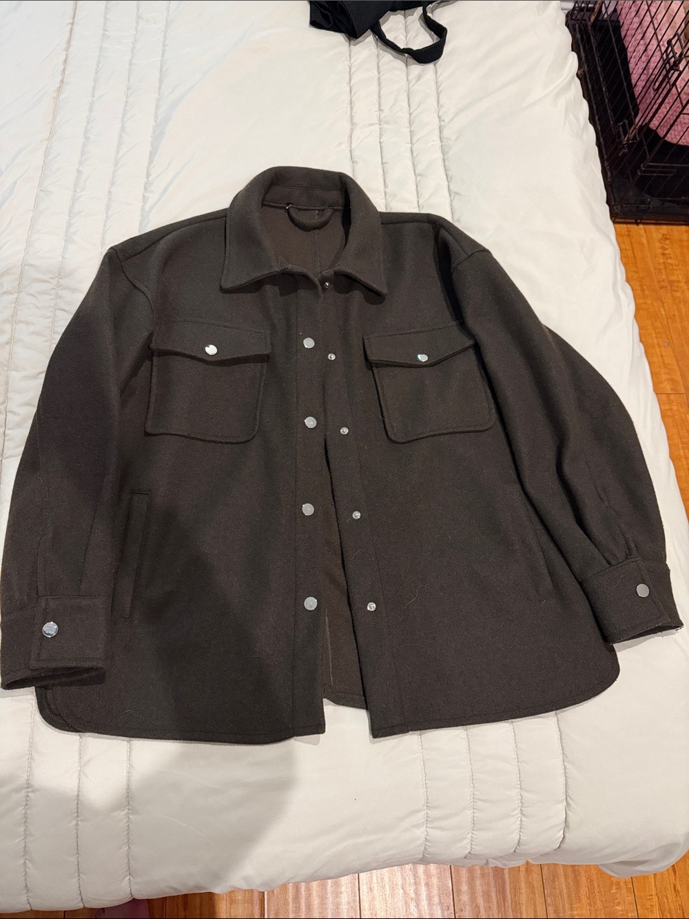 Men's Dark Brown Snap-Front Shirt Jacket